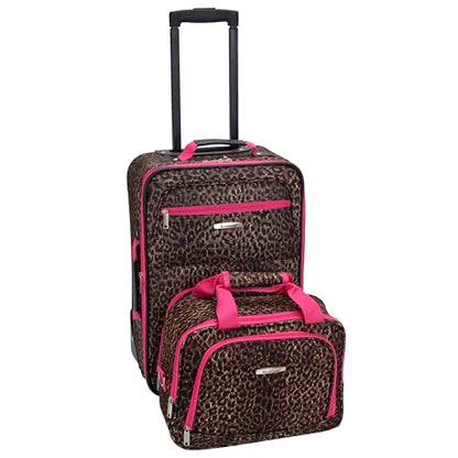 Rockland Fashion Softside 2 Piece Luggage Set, Expandable, (14" Tote/19" Upright), Pink Leopard - color: Pink Leopard, size: 2 Piece (19"/14" Tote)
