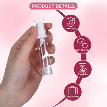 12pcs Airless Travel Pump Bottle, Mini Spray Bottle Refillable Clear Travel Pump Bottles Plastic Press Lotion Travels Container for Lotion Foundation Perfume DIY Creams(5ml 10ml 15ml)