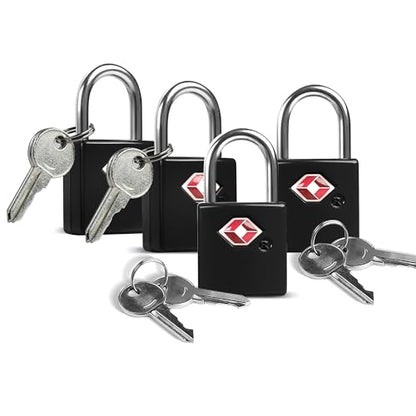 Luggage Locks TSA Approved 4 Pack, Keyed TSA Locks for Luggage - color: Black