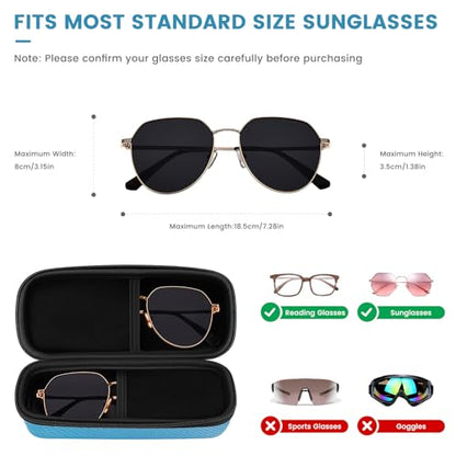 molshine Double Eyeglasses Case,EVA Hard Shell Portable Sunglasses Case with Metal Buckle for Sunglass,Eyeglasses - color: Peacock Blue