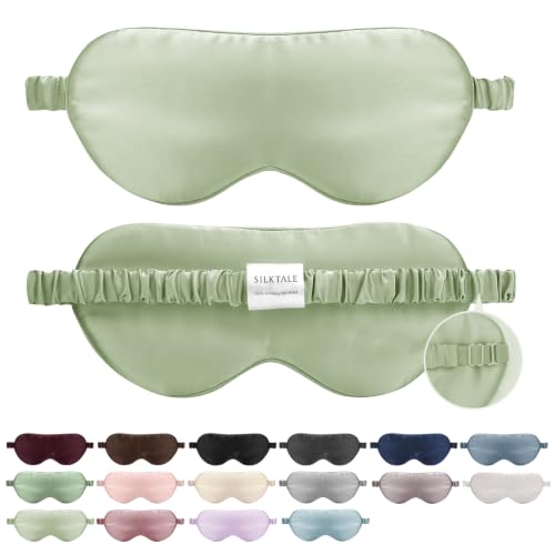 100% Mulberry Silk Eye Mask for Sleeping with Silk Wrapped Adjustable Strap,Mint Green - color: Mint Green
