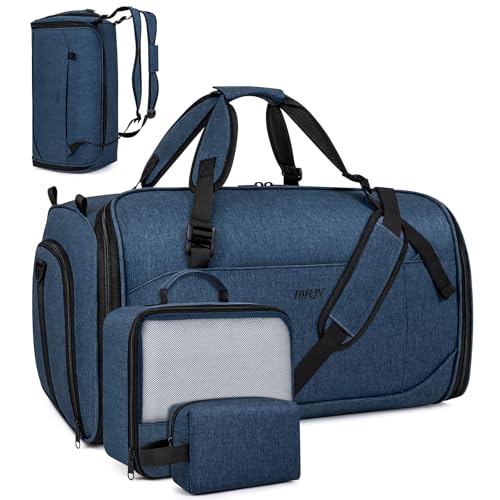 Convertible Garment Bag for Travel, 4-in-1 Backpack for Women Men, 3pcs 50L - color: C-Blue