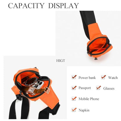 JEMINAL Shoulder Crossbody Bag Hiking Backpack Travel Bag Men Women Sling Backpack Multifunctional - color: Orange