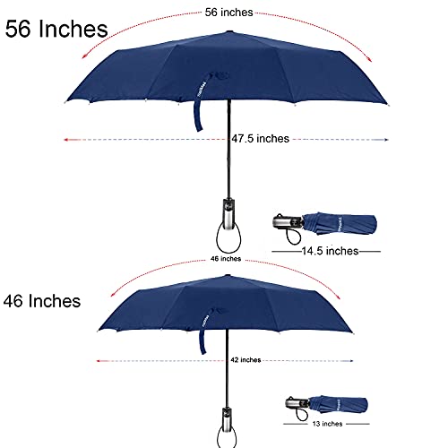 TradMall Travel Umbrella Windproof 56 Inches Canopy, Navy Blue - color: Navy Blue, size: 56 Inches