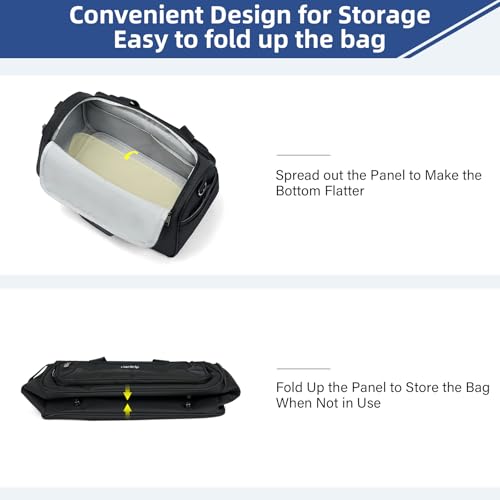HanTrip 16 Inch Under Seat Carry On Duffle Bag for Airplanes, Black - color: Black, size: Carry-on 16.5-Inch