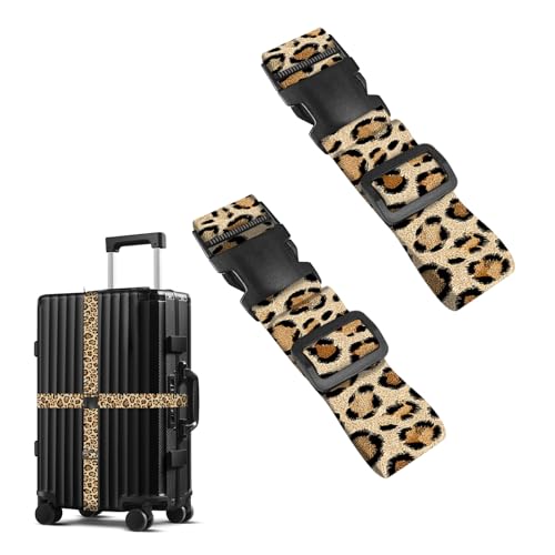 Nuxovilar Luggage Straps of 2 Set Classic Leopard Pattern 1.96x70.86in - color: Yhd11596, size: 1.96"x70.86"
