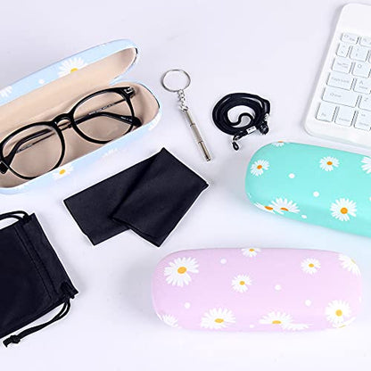 ADBGV 3Pcs Unisex Hard Shell Eyeglasses Cases, Protective Case For Glasses,Sunglasses Case with Cleaning Cloth - color: A_purple+green+blue