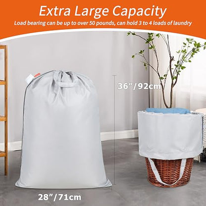 Polecasa 2 Pack Extra Heavy Duty Laundry Bag with Handles, Silver, 28x36" - color: Silver, size: 28" x 36" | 2 Pack