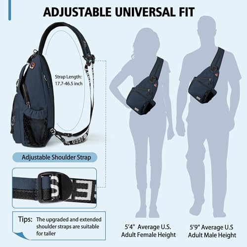 Geestock Convertible Sling Bag Crossbody Backpack for Women Men, Navy Blue - color: Navy Blue, size: Large