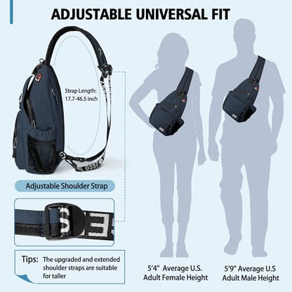 Geestock Convertible Sling Bag Crossbody Backpack for Women Men, Navy Blue - color: Navy Blue, size: Large