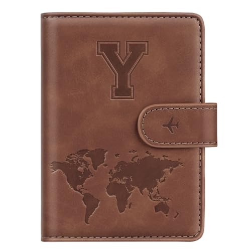 Passport Holder Wallet Cover Personalized Initial Travel Essentials - color: Brown, size: Y