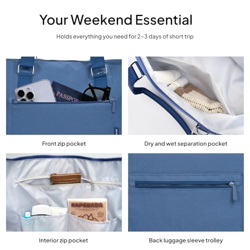 TOPEAST Travel Duffle Bag, Weekender Bags for Women with Shoe Compartment - color: Blue