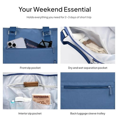 TOPEAST Travel Duffle Bag, Weekender Bags for Women with Shoe Compartment - color: Blue