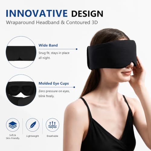 Sleep Mask ALASKA BEAR Wraparound Cool for All Sensitive Sleepers - color: A3 Black