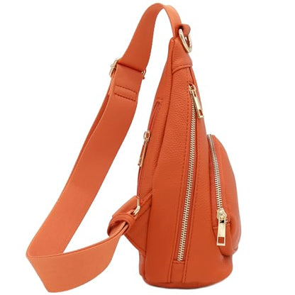 FashionPuzzle Compact Triangle Sling Bag - color: Burnt Orange