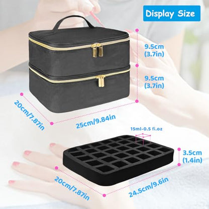 Boczif 2 Layer Nail Polish Organizer for 30 Bottles (Black) - color: Black