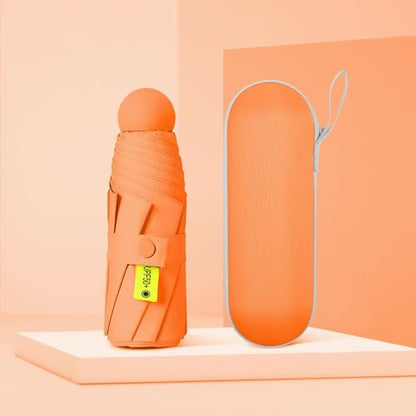 Mini Travel Umbrella with Umbrella Case - color: Orange