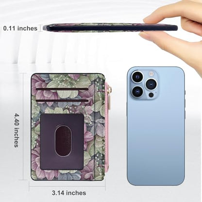 Tipmile Womens Credit Card Holder Wallet, Small Slim RFID Blocking Sleeve - color: Flowers