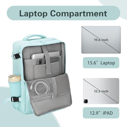 Travel Carry On Backpack for Women, TSA Approved 15.6" Laptop Daypack - color: Blue, size: Medium