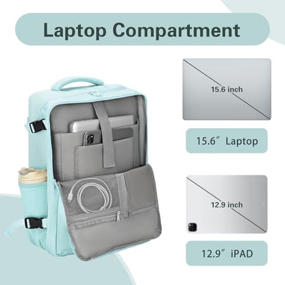 Travel Carry On Backpack for Women, TSA Approved 15.6" Laptop Daypack - color: Blue, size: Medium