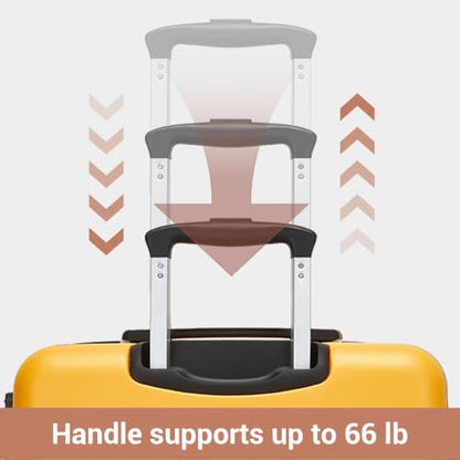 Kono Carry-On Suitcase 20in Expandable ABS+PC Airline Approved Yellow - color: Yellow, size: Carry-On 20-Inch