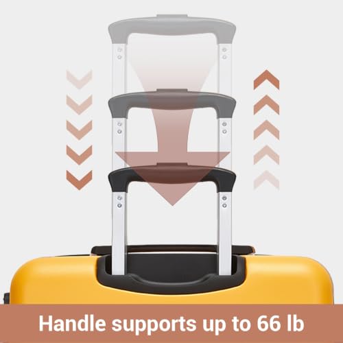 Kono Carry-On Suitcase 20in Expandable ABS+PC Airline Approved Yellow - color: Yellow, size: Carry-On 20-Inch