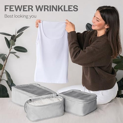 Aerotrunk Compression Packing Cubes for Travel, 2-Pack, Light Grey - color: Light Grey, size: 2-Pack