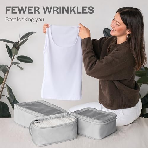 Aerotrunk Compression Packing Cubes for Travel, 4-Pack, Light Grey - color: Light Grey, size: 4-Pack