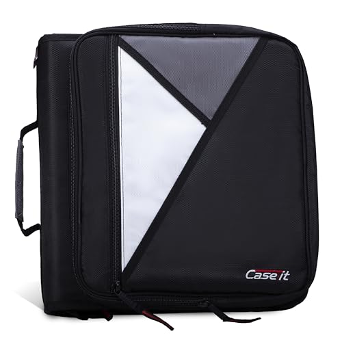 Case-it School Zipper Binder | 2" O-Rings | 350-Sheet | LT-007 Jet Black - color: A Jet Black, size: 1 Pack