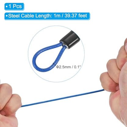 PATIKIL Security Steel Cable with 3 Digit Combination Lock, Travel Padlock 3Ft Coated Safety Wire Rope Double Loop for Luggage Suitcase Blue - color: Blue, Sky Blue, size: 3Ft