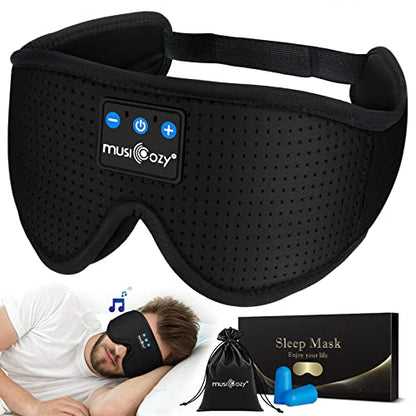 MUSICOZY 3D Sleep Headphones Bluetooth 5.4 Breathable Sleep Eye Mask - color: Black