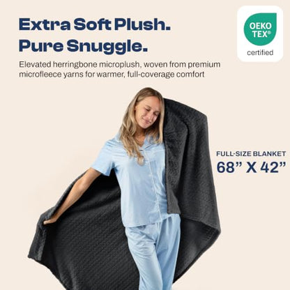 EverSnug Travel Blanket & Pillow 68x42 - Premium Ultra-Soft Microfleece 2 in 1 Compact & Packable Flight Blanket with Soft Bag Pillowcase, Hand Luggage Sleeve and Backpack Clip (Black) - color: Black