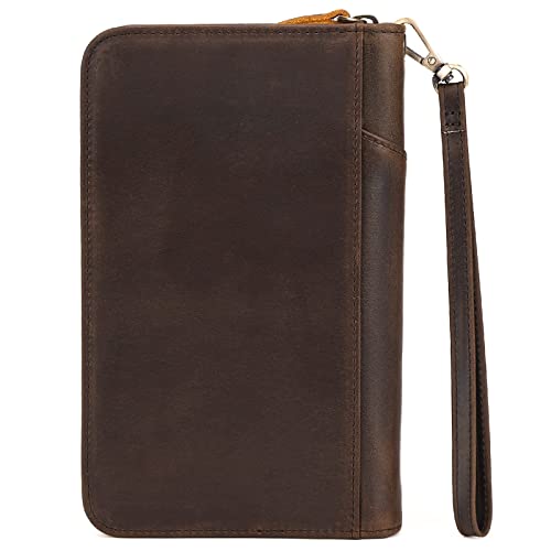 Polare Leather Passport Holder Travel Document Organizer Ticket Holder Case - color: Dark Brown