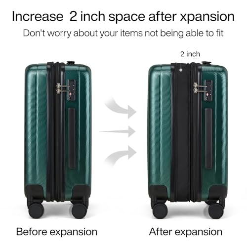 Hanke Expandable Hard Shell Luggage Sets, 3 Piece, 20/24/29 Inch - color: Blackish Green, size: 3 Pc Set EXT (20/24/29)