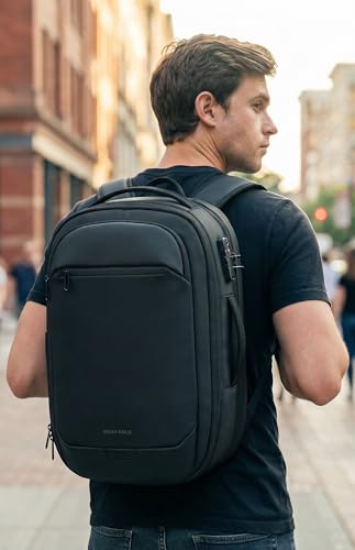 45L Travel Backpack with Vacuum Compression System Fits 16" Laptop | Expandable Carry On Backpack with Pump, Water Resistant, TSA Lock, Vacuum Backpack for Travel & Business - color: Black B
