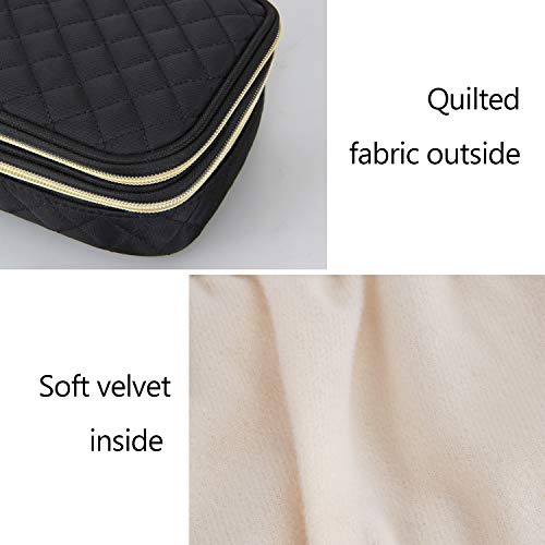 Teamoy Travel Jewelry Case Organizer Storage Box for Women, Quilted Black - color: Black Quilted