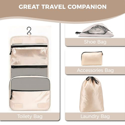 8-Piece Compression Packing Cubes for Travel, Luggage Organizer Sets - color: Beige-8 Set