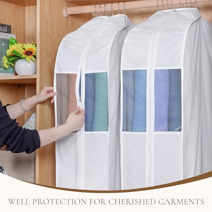 Univivi 32 Inch Cotton Garment Bags for Storage, 2 Pack, White - size: 32 Inch - 2 Pack