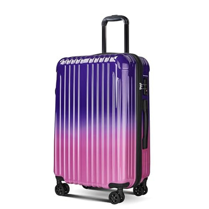 Expandable Checked Luggage Suitcase with Wheels - color: Magic, size: M(24 In)