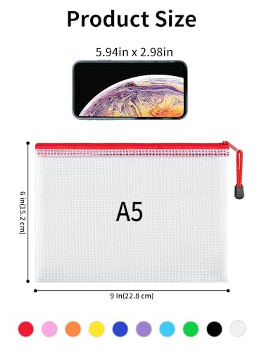 JARLINK A5 Mesh Zipper Pouches, 6x9inch Pencil Pouches for School, 30 Pack - size: A5-30pcs-Assorted