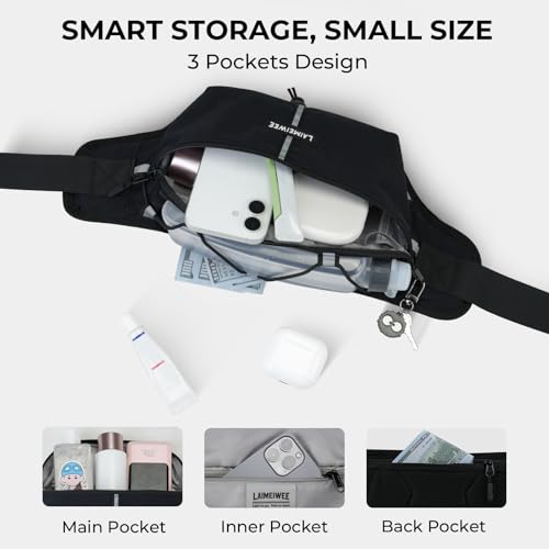 2LFanny Pack for Women Men, Anti‑theft Waist Bag with RFID Blocking - color: Black