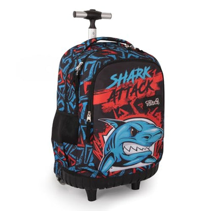 Tilami Rolling Backpack for Boys and Girls,Shark attack - color: Shark Attack