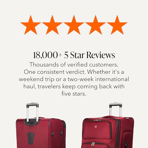 SwissGear Sion Softside Expandable Luggage – Large Checked Suitcase with 360 Degree Wheels & Retractable Handle – 29 Inch, Perfect for 7-9 Night Trips – Burgundy - color: Burgundy, size: Checked-Large 29-Inch