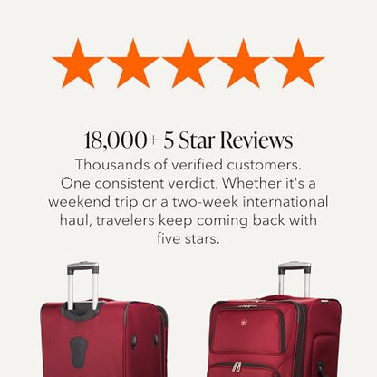 SwissGear Sion Softside Expandable Luggage – Large Checked Suitcase with 360 Degree Wheels & Retractable Handle – 29 Inch, Perfect for 7-9 Night Trips – Burgundy - color: Burgundy, size: Checked-Large 29-Inch