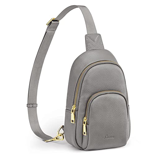 S-ZONE Leather Sling Bag for Women Men RFID Blocking Small Crossbody Purses