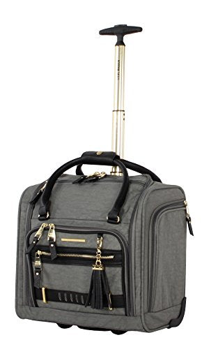 Steve Madden Designer Luggage Collection - 3 Piece Softside Expandable Lightweight Spinner Suitcase Set - Travel Set Includes an Under Seat Bag, 20-Inch Carry on and 28-Inch Checked Suitcase, - color: Peek-a-boo Grey