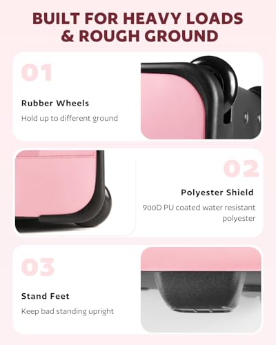 Arcoyard Rolling Backpack for Women, 17.3 Inch Travel Backpack with Wheels - color: Pink Gold, size: 17.3-inch