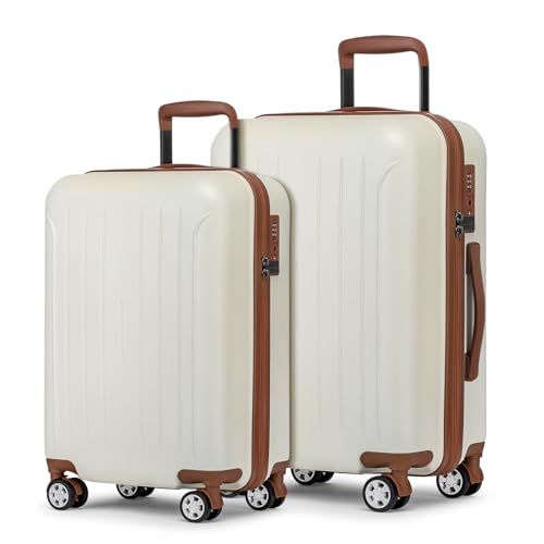 KYME Luggage Sets 2 Piece Hardshell Suitcase with TSA Lock,Beige,20"/24" - color: Beige, size: 2Pcs Set(20"/24")