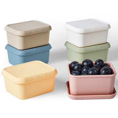 ISSEVE 8oz Silicone Snack Containers for Kids, with Lids, Reusable,6Pack - size: 8oz-6pack