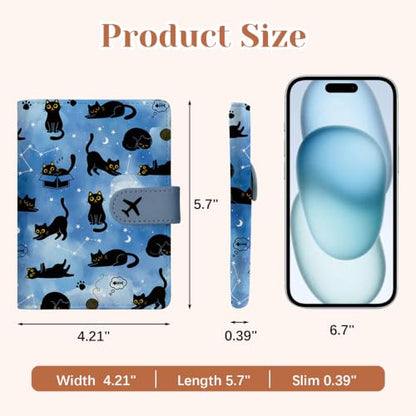 Cats Passport Holder for Travel Essentials, RFID Blocking Wallet Case - color: Blue Cat